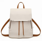 E1669 - Miss Lulu Faux Leather Stylish Fashion Backpack - Beige And Brown