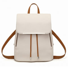 E1669 - Miss Lulu Faux Leather Stylish Fashion Backpack - Beige And Brown