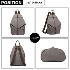 EB2044 - Kono Fashion Anti-Theft Canvas Backpack - Grey