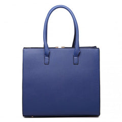 LT1666 - Miss Lulu Split Front Design Medium Tote Handbag Navy and Brown