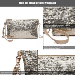LH1765 - Miss Lulu Sequins Clutch Evening Bag Light - Gold