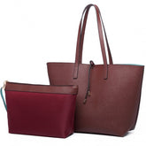 LT6628 - Miss Lulu Women Reversible Contrast Shopper Tote Bag Coffee