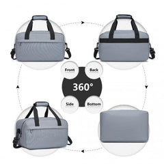 E1960S - Kono Lightweight Multi Purpose Unisex Sports Travel Duffel Bag - Light Grey