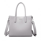 LB2367 - Miss Lulu Stylish PU Leather Handbag With Multi-Compartment Design - Grey