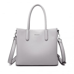 LB2367 - Miss Lulu Stylish PU Leather Handbag With Multi-Compartment Design - Grey
