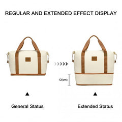 EA2212 - Kono Two Pieces Expandable Durable Waterproof Travel Duffel Bag Set - Beige And Brown