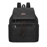 EB2233 - Kono Canvas Clamshell Drawstring School Backpack - Black