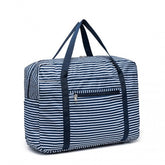 EQ2308S - Kono Foldable Waterproof Storage Cabin Travel Handbag Striped Print - Navy