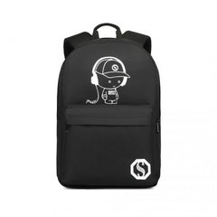 EQ2360 - Kono Durable Polyester Glow-in-the-Dark School Backpack - Black