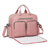 EQ2411 - Kono Versatile Diaper Changing Tote Bag with Built-In Changing Mat Thermal Insulation Waterproof Design - Pink