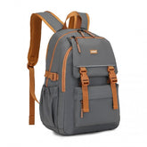 EQ2416 - Kono PVC Coated Urban Water-Resistant Backpack with Reflective Safety Straps and Multi-Compartment Design - Grey and Brown