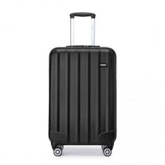 K1773-1L - Kono 19 Inch Cabin Size ABS Hard Shell Luggage with Vertical Stripes - Ideal for Carry-On - Black