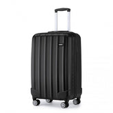 K1773-1L - Kono 19 Inch Cabin Size ABS Hard Shell Luggage with Vertical Stripes - Ideal for Carry-On - Black