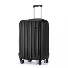 K1773-1L - Kono 19 Inch Cabin Size ABS Hard Shell Luggage with Vertical Stripes - Ideal for Carry-On - Black