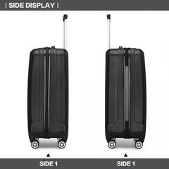 K1773-1L - Kono 19 Inch Cabin Size ABS Hard Shell Luggage with Vertical Stripes - Ideal for Carry-On - Black