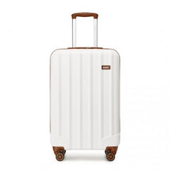 K1773-1L - Kono 19 Inch Cabin Size ABS Hard Shell Luggage with Vertical Stripes - Ideal for Carry-On - Cream
