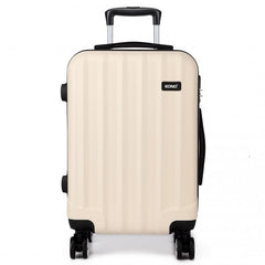 K1773L - Kono Vertical Stripe Hard Shell Suitcase 28 Inch Luggage - Beige