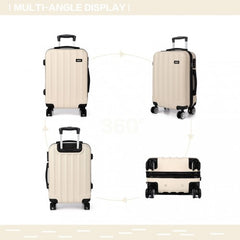 K1773L - Kono Vertical Stripe Hard Shell Suitcase 28 Inch Luggage - Beige