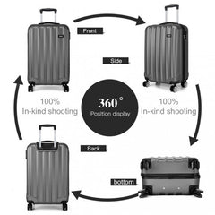 K1773L - Kono Vertical Stripe Hard Shell Suitcase 19 Inch Luggage - Grey