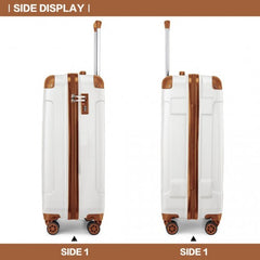 K1777-1L - Kono 19 Inch ABS Lightweight Compact Hard Shell Cabin Suitcase Travel Carry-On Luggage - Cream