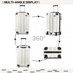 K1777-1L - Kono 19 Inch ABS Lightweight Compact Hard Shell Cabin Suitcase Travel Carry-On Luggage - Beige