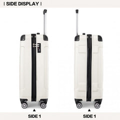 K1777-1L - Kono 19 Inch ABS Lightweight Compact Hard Shell Cabin Suitcase Travel Carry-On Luggage - Beige