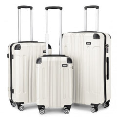 K1777-1L - Kono 19/24/28 Inch 3 Piece Set ABS Lightweight Compact Hard Shell Travel Luggage - Beige