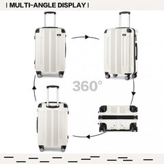 K1777-1L - Kono 19/24/28 Inch 3 Piece Set ABS Lightweight Compact Hard Shell Travel Luggage - Beige