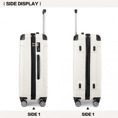 K1777-1L - Kono 19/24/28 Inch 3 Piece Set ABS Lightweight Compact Hard Shell Travel Luggage - Beige