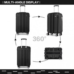 K1777-1L - Kono 19 Inch ABS Lightweight Compact Hard Shell Cabin Suitcase Travel Carry-On Luggage - Black