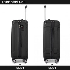 K1777-1L - Kono 19 Inch ABS Lightweight Compact Hard Shell Cabin Suitcase Travel Carry-On Luggage - Black