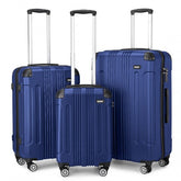 K1777-1L - Kono 19/24/28 Inch 3 Piece Set ABS Lightweight Compact Hard Shell Travel Luggage - Navy