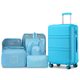 K1871-1L+E2019 - Kono 20 Inch ABS Cabin Size Suitcase with Travel Luggage Organiser Bag Set - Blue