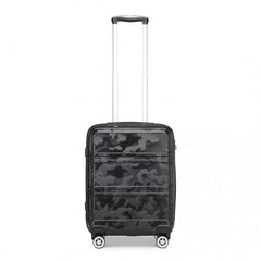K1871-1L - Kono ABS 20 Inch Sculpted Horizontal Design Cabin Luggage - Camouflage Black