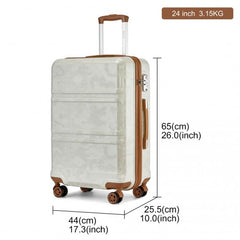 K1871-1L - Kono ABS 24 Inch Sculpted Horizontal Design Suitcase - Camouflage Cream And Brown