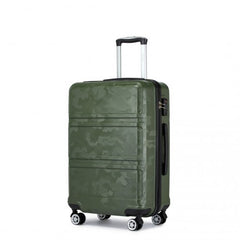 K1871-1L - Kono ABS 20 Inch Sculpted Horizontal Design Cabin Luggage - Camouflage Green And Black