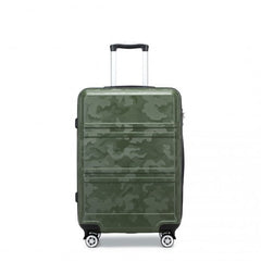 K1871-1L - Kono ABS 24 Inch Sculpted Horizontal Design Suitcase - Camouflage Green And Black