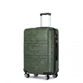 K1871-1L - Kono ABS 24 Inch Sculpted Horizontal Design Suitcase - Camouflage Green And Black