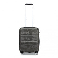 K1871-1L - Kono ABS 20 Inch Sculpted Horizontal Design Cabin Luggage - Camouflage Grey And Black