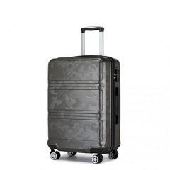 K1871-1L - Kono ABS 20 Inch Sculpted Horizontal Design Cabin Luggage - Camouflage Grey And Black