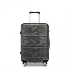 K1871-1L - Kono ABS 24 Inch Sculpted Horizontal Design Suitcase - Camouflage Grey And Black
