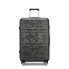K1871-1L - Kono ABS 28 Inch Sculpted Horizontal Design Suitcase - Camouflage Grey And Black