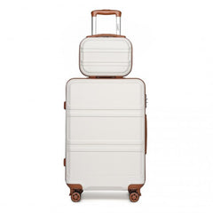K1871-1L - Kono ABS 4 Wheel Suitcase Set with Vanity Case - Cream