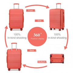 K1871-1L - Kono ABS 20 Inch Sculpted Horizontal Design Cabin Luggage - Coral