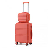 K1871-1L - Kono ABS 4 Wheel Suitcase Set with Vanity Case - Coral