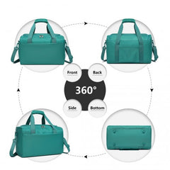 K1871-1L+EA2321 - Kono ABS 20 Inch Sculpted Horizontal Design 2 Piece Suitcase Set With Cabin Bag - Teal