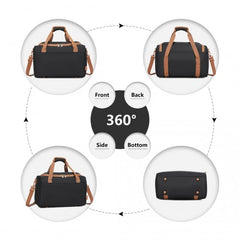 K1871-1L+EA2321 - Kono ABS 20 Inch Sculpted Horizontal Design 2 Piece Suitcase Set With Cabin Bag - Black And Brown