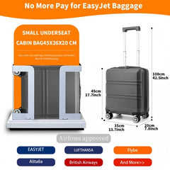 K1871-1L - Kono ABS 16 Inch Sculpted Horizontal Design Cabin Luggage - Grey