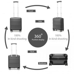 K1871-1L - Kono ABS 16 Inch Sculpted Horizontal Design Cabin Luggage - Grey