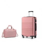 K1871-1L+EA2321 - Kono ABS 20 Inch Sculpted Horizontal Design 2 Piece Suitcase Set With Cabin Bag - Nude